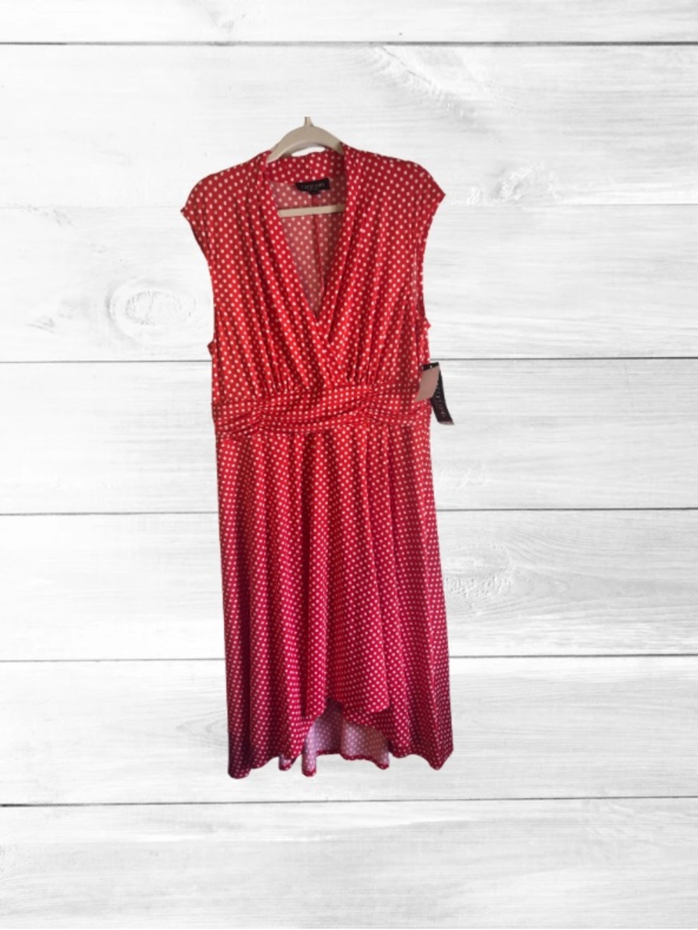 NWT Red Polka Dot High-Low Wrap Dress - Perceptions New York